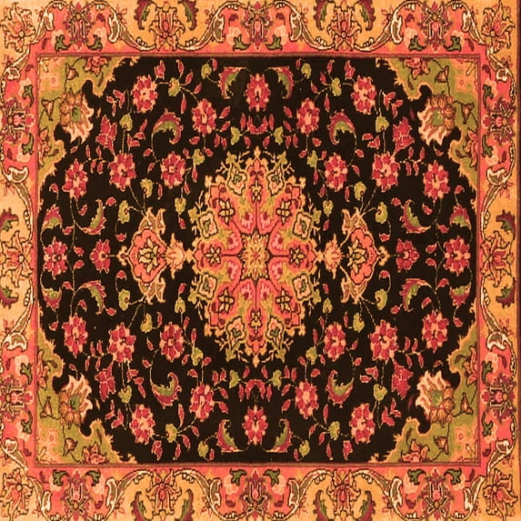 Ahgly Company Indoor Square Medallion Orange Traditional Area Rugs, 6' Square