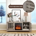 thumbnail image 2 of Giantex Electric Fireplace TV Stand, TV Console w/Adjustable Flame & Shelves, Farmhouse Media Entertainment Center, Natural, 2 of 7
