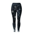 thumbnail image 3 of Ydojg Womens Leggings Christmas Snowflake Plaid Printing High Waist Compression Lift Fitness Leggings Navy, 3 of 4
