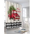 thumbnail image 3 of Christmas Truck Shower Curtain Set, Waterproof Shower Curtains for Bathroom, Vintage Xmas Red Black Buffalo Plaid Washable Fabric Cloth Bath Curtain for Bathtub Decoration with Hooks 72x78 Inches, 3 of 6