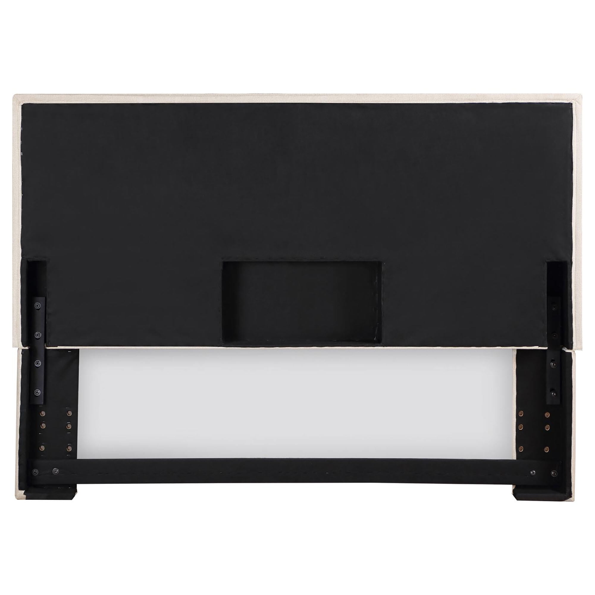 Queen Size Sand Upholstered Headboard with Flange Details, 65" Wide Fabric Headboard for Bedroom, Modern Pine Wood Frame
