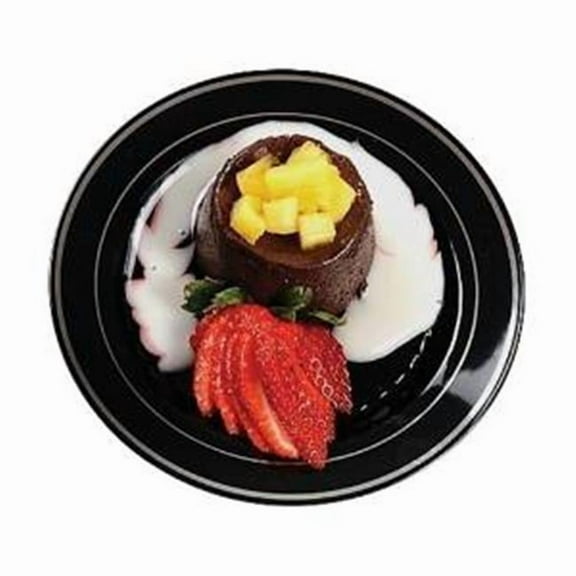 Fineline Settings 506-BKS Black & Silver Round Dessert Plate