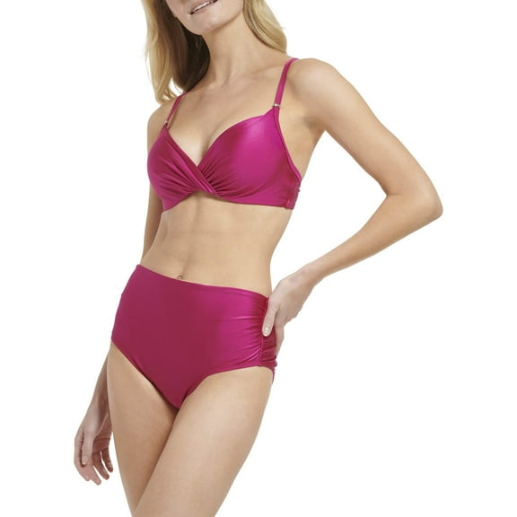 Calvin Klein Womens Lifestyle Swim TOP,Fuchsia Shimmer,Medium