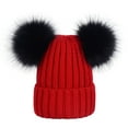 thumbnail image 2 of UDIYO Womens Winter Double Pom Pom Beanie Hats Fur Ball Cute Cap Warm Soft Cable Knit Hat with Ears for Women and Kids, 2 of 8
