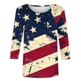 thumbnail image 4 of Miqool 4th of July Patriotic Shirts for Women, Casual Loose Crew Neck 3/4 Sleeve Tunic Tops Independence Day T-Shirts, 4 of 5