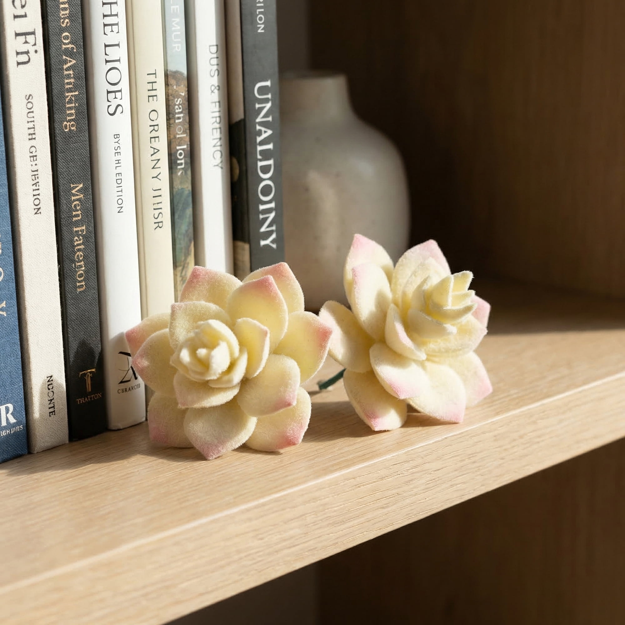 Unique Bargains 10Pcs Flocked Artificial Succulents Rose 3.5" Rose Beige Lotus Pink