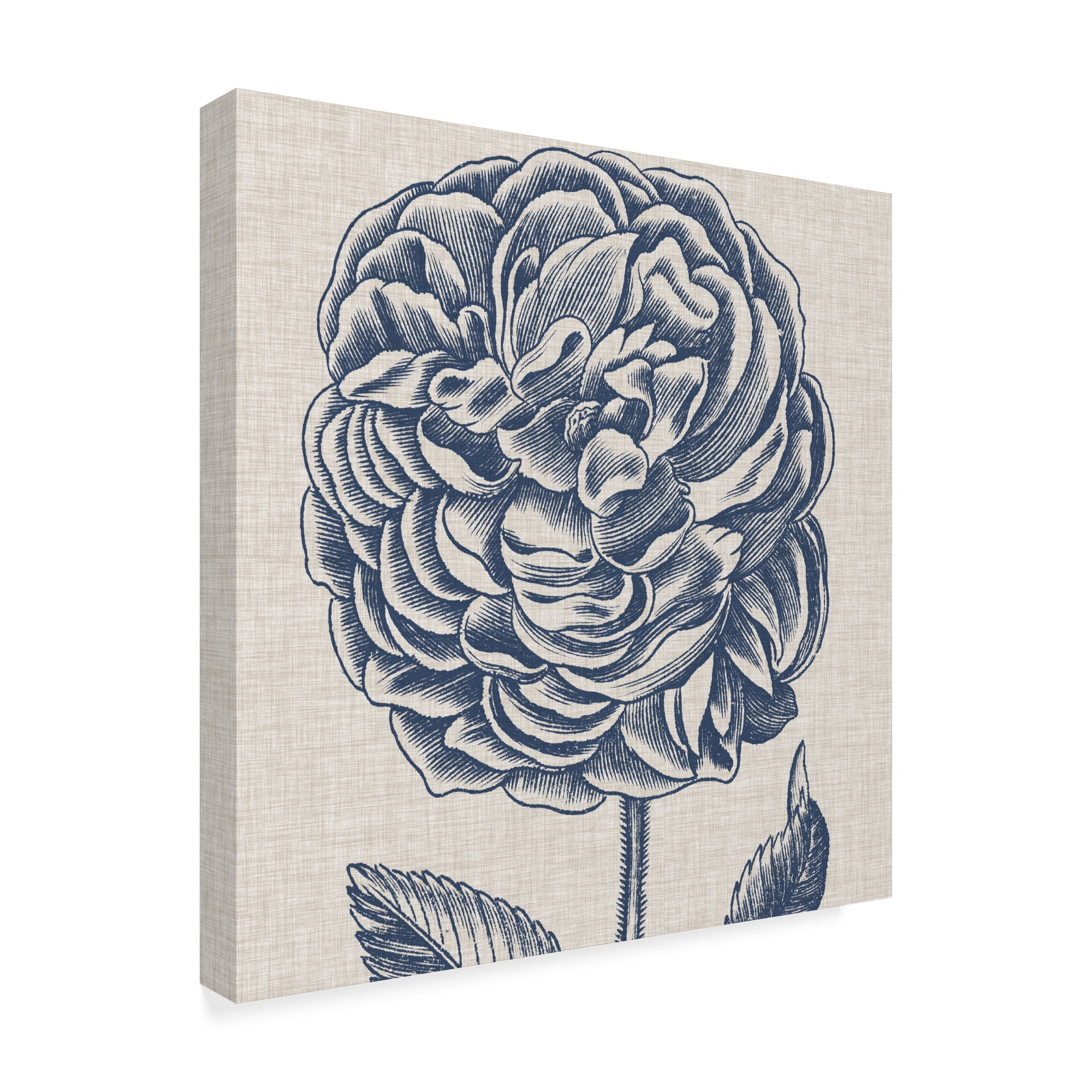 Trademark Fine Art 'Indigo Floral on Linen V' Canvas Art by Vision Studio