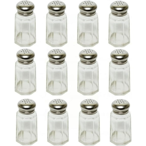 TrueCraftware-Set of 12 Paneled Spices Shaker 1-1/4 oz. Stainless Steel Cap- Paneled design Spice Shakers Salt & Pepper Shakers Spice Jars Table Decor and Accessories Counter for Kitchen Restaurants