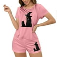thumbnail image 6 of Censtreet Women's Pajama Sets Halloween Short Sleeve Pjs 2 Piece Top and Shorts Sleepwear Comfy Soft Lounge Sets S-XL, 6 of 7