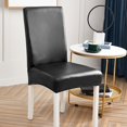 thumbnail image 2 of Funda de silla a prueba de aceite, accesorios de decoración, elástico grande, funda de asiento de silla de material cuero PU extraíble, cojines Negro Soledad Funda de asiento Funda, 2 of 6