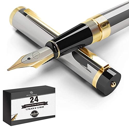 Pluma estilográfica Dryden Designs Modern Classic con cartucho de 24 tintas