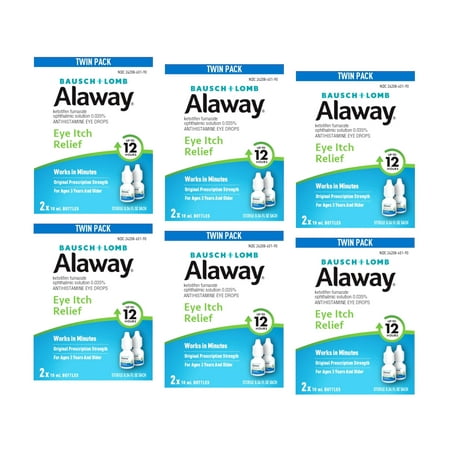 6 Pack - Alaway Antihistamine Eye Drops, 0.34 Ounces, Twin Pack