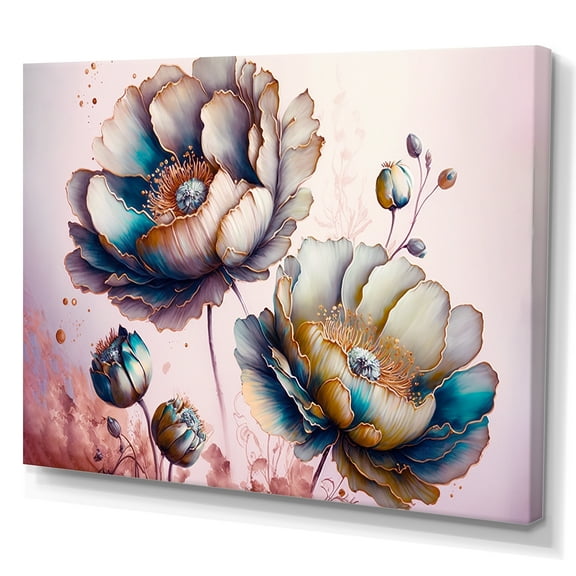 Designart Vibrant Green Poppy Flowers I Canvas Wall Art
