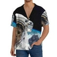 thumbnail image 3 of Balery Cat Astronaut Men's Casual Button Down Shirt Short Sleeve Textured Summer Cuban Beach Shirts-X-Large, 3 of 7