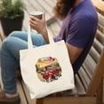 thumbnail image 4 of Be My Valentine's Bulldog Truck Full of Love Flower Balloon Canvas Tote Bag Dog Lover Gifts Idea Reusable Shopping Grocery Bag - 02029, 4 of 5