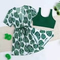thumbnail image 2 of SGMVNU Girls Swimsuit with Kimono Cover up 3 Piece Swimwear Set Girls Bathing Suit Size 18 Summer Beach Floral Print Teens Bathing Suit(Size 11-12 Years,t1-Green), 2 of 7