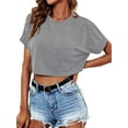 thumbnail image 5 of Sherrylily Women Crop Top Casual Crewneck T-Shirts Loose Fashion Tee with Pockets S-2XL, 5 of 7
