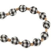 Holiday Time Black and White Plaid Fabric Christmas Garland, 6'