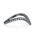 thumbnail image 2 of Black Tone, Simulated Cubic Zirconia Size-6 Half Eternity V Chevron Midi Ring 925 Sterling Silver, 2 of 7