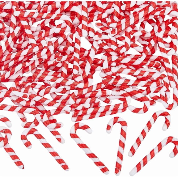 100Pcs Christmas Theme Plastic Party Decoration Candy Cane Red 48.5x16x3.5mm Craft