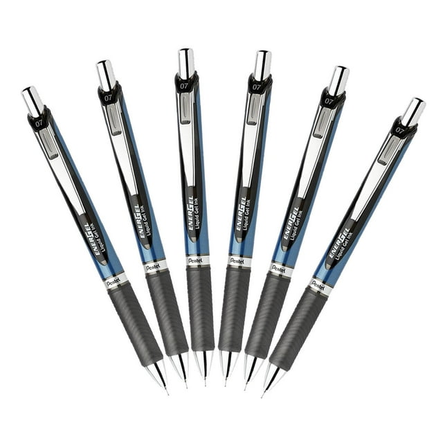 Bolígrafo de gel Pentel EnerGel RTX de 0,7 mm, negro, paquete de 6