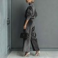 thumbnail image 5 of Women's Plush Velvet 2 Piece Loungewear Outfits Mock Neck Long Sleeve Tops and High Waisted Wide Leg Pants Sets Vintage Casual Tracksuit Dark Gray, 5 of 7