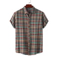 thumbnail image 2 of Mens Plus Size Shirts Men's Lapel Check Printed Shirt Hawaiian Floral Shirt, 2 of 9