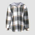 thumbnail image 5 of Women's Flannel Plaid Jacket Drawstring Hooded Sherpa Fleece Lining Winter Jackets Button Up Long Sleeve Outerwear (XL, Gray), 5 of 5