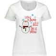 thumbnail image 3 of Inktastic Christmas Let It Snow Cute Snow Man with Snowflakes Women's Plus Size T-Shirt, 3 of 5