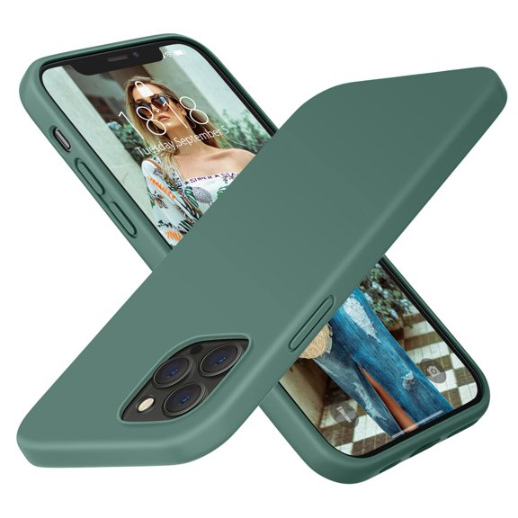 DTTO iPhone 12 Mini Case, Liquid Silicone Shockproof Cover [Enhanced Camera and Screen Protection] with Honeycomb Grid Cushion for iPhone 12 Mini, Midnight Green