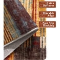 thumbnail image 3 of Brown Area Rug 5x7, Farmhouse Rugs for Bedroom,Vintage Burgundy Carpets Washable,Burnt Orange Area Rug Non Slip,Geometric Boho Rug for Kitchen,Dining Room, 3 of 4