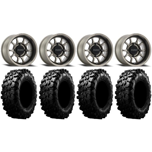 Method 409 15" Grey (5 2) Wheels 32" Carnivore Tires Kawasaki Mule Pro FXT