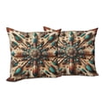 thumbnail image 3 of Ambesonne Rustic Throw Pillow Cover Pack of 2, Ethnic Southwestern Feathers, 2 Pcs-40"x40", Redwood and Dark Turquoise, 3 of 5