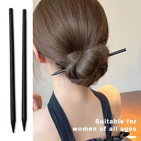 dianhelloya 2Pcs Chinese Style Hairpin Black Wood Chopsticks Hair Stick Hairpin Women Long Hair Pin Decoration Fashion Hair Accessories Black