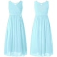 thumbnail image 4 of renvena Girls' Kids Chiffon Sleeveless Beaded Wedding Junior Bridesmaid Dance Prom Party Dress Light Blue 8, 4 of 7