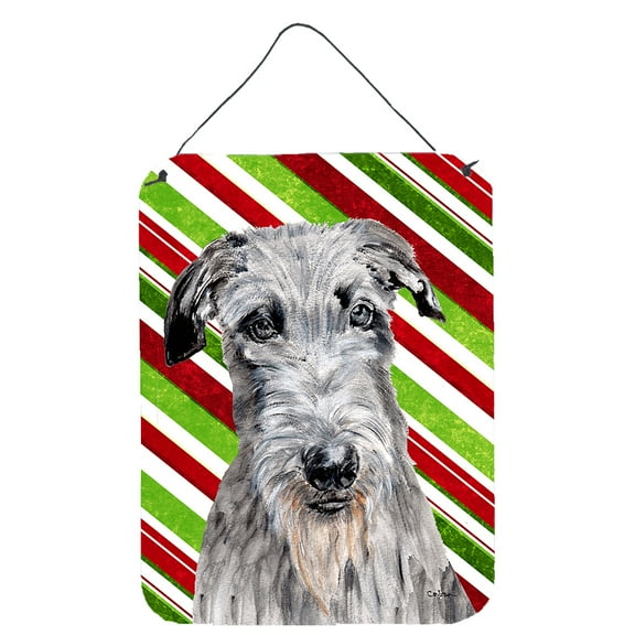 Carolines Treasures SC9802DS1216 Scottish Deerhound Candy Cane Christmas Wall or Door Hanging Prints 12WX16H multicolor