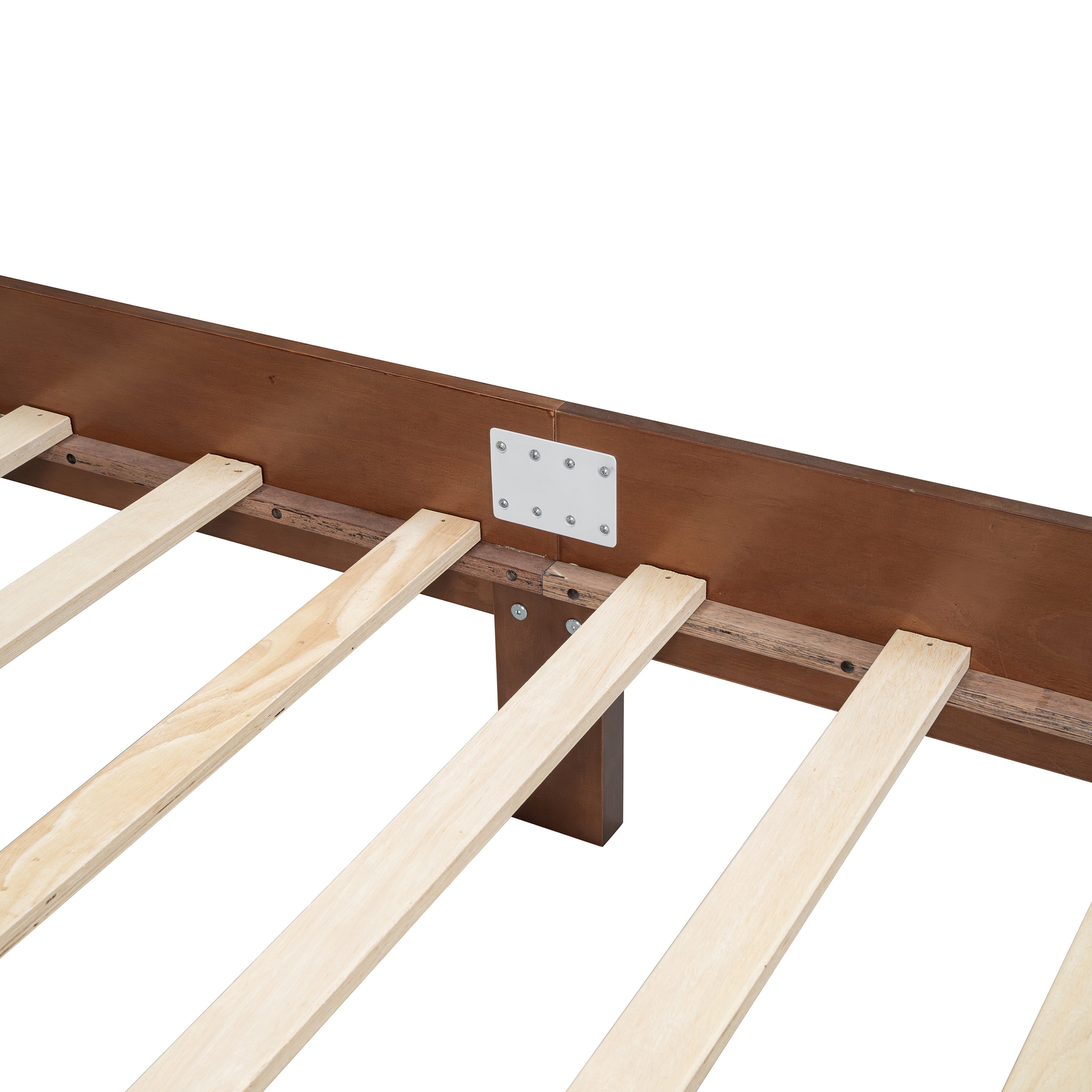 SESSLIFE Platform Bed Frame, Wood Modern Queen Size Bed with Natural Rattan Headboard, Vintage Queen Bed Frame with Slat Support, No Box Spring Needed, Walnut