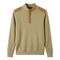 thumbnail image 5 of Ceisia Men's Loose Fit Long Sleeve Henley Shirts with Waffle Knit and Shoulder Color Block Patchwork, Stretch Blend Stand Collar Casual Tops Gifts, 5 of 5