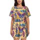 thumbnail image 1 of Fotbe Butterfly 3 Conjunto de Pijama Estampado para Mujer, 2 Piezas, Ropa de Dormir con Camiseta de Manga Corta y Shorts Suaves-Small, 1 of 6