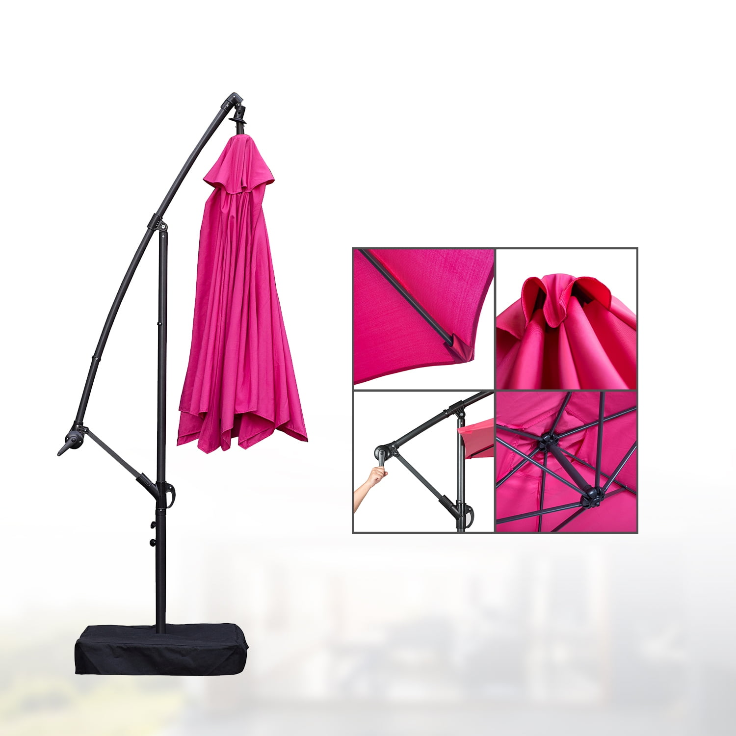 Cloud Mountain 10 Ft Patio Umbrella Outdoor with Base Easy Adjustment