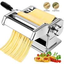 Qissep Stainless Steel Manual Pasta Maker Machine,8 Adjustable Thickness Settings,Removable Handle,Perfect for Spaghetti,Fettuccini,Lasagna or Dumpling Skin,Silver