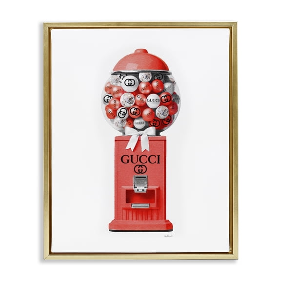 Stupell Industries Art Deco Red Glam Candy Machine Gold Floating Frame Canvas Art, 17 x 21, by Amanda Greenwood