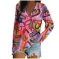thumbnail image 1 of Pompotops Blouse Décontractée Mode Femme Imprimé Saint-Valentin Manches Longues Col en V, 1 of 4