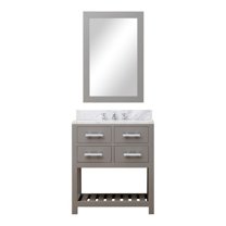 Water Creation Madalyn 30" Single Sink Wood Bathroom Vanity in Gray & White