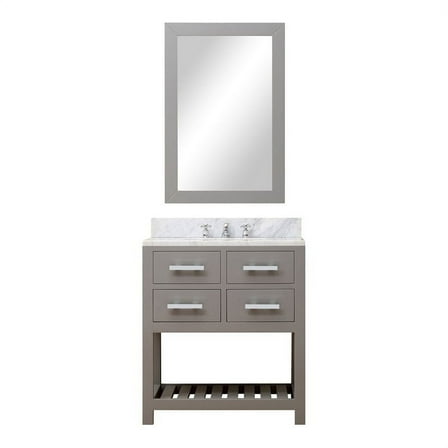 Water Creation Madalyn 30" Single Sink Wood Bathroom Vanity in Gray & White