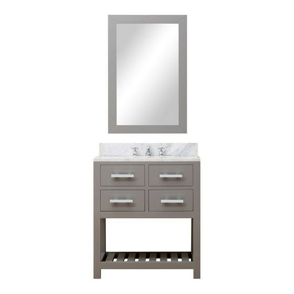 Water Creation Madalyn 30" Single Sink Hardwood Bathroom Vanity in Gray/White