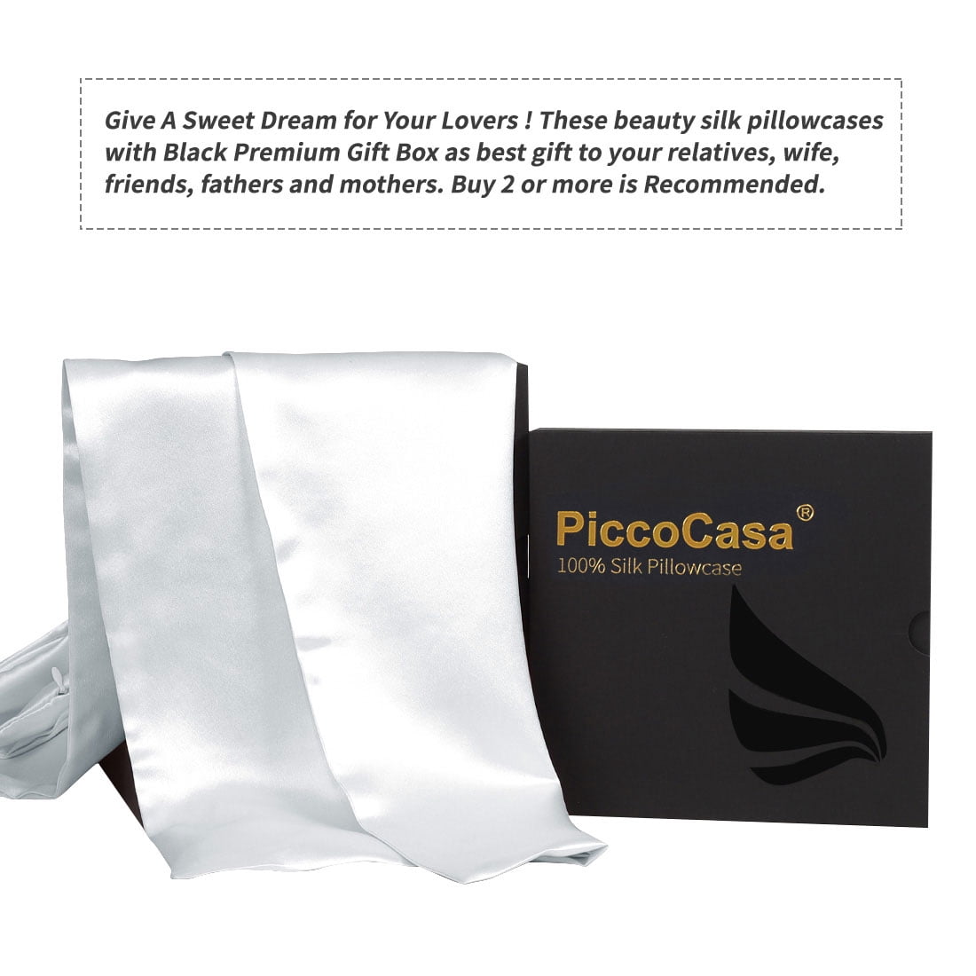 Silk Pillowcase Both Side Silk For Hair And Skin Silver Grey Queen
