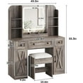 thumbnail image 2 of Vabches Large Vanity Desk Set with Lights and Mirror, Makeup Table with Stool and Large Storage Drawers and Shelves, 3 Led Lighting Modes Adjustable, 2 of 8