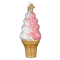Old World Christmas Blown Glass Ornament for Christmas Tree, Strawberry Swirl Soft Serve