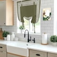thumbnail image 6 of Olive Green Abstract Art Tie Up Curtains, Geometric Greek Key Country Farm Adjustable Rod Pocket Balloon Curtains Light Blocking Window Treatment for Kitchen Living Room Bedroom, 52 × 45 In, 6 of 9
